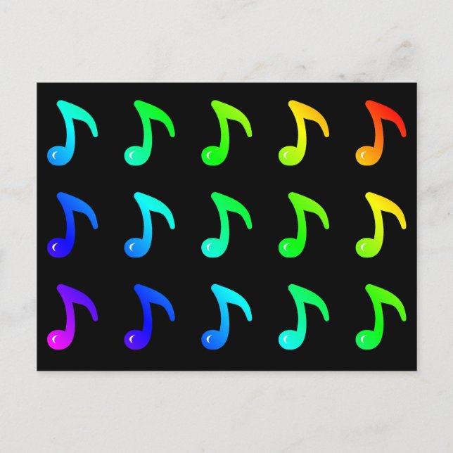 Music Musical Notes Colourful Rainbow Colours Postcard (Front)