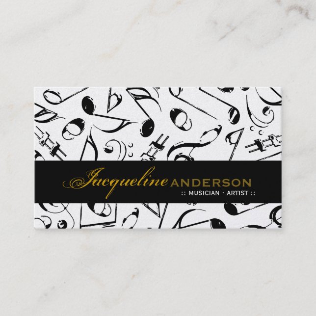 Music Musical Notes Pattern Artist Singing Song Business Card (Front)