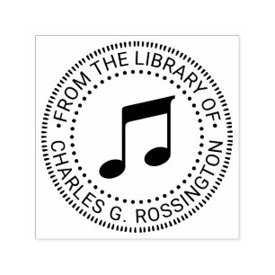 Music Musical Notes Round Library Book Name Self-inking Stamp