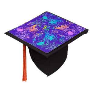 Music, Musical Symbols, Musical Notes & Flowers on Graduation Cap Topper