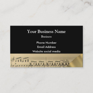 Music musicians score on black business card