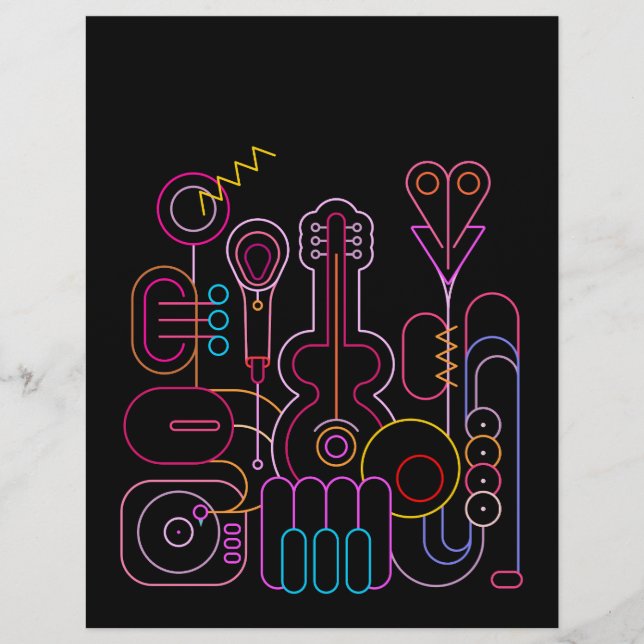  Music Neon Colours Design   Letterhead (Front)