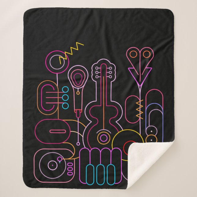 Music Neon Colours Design   Sherpa Blanket (Front)