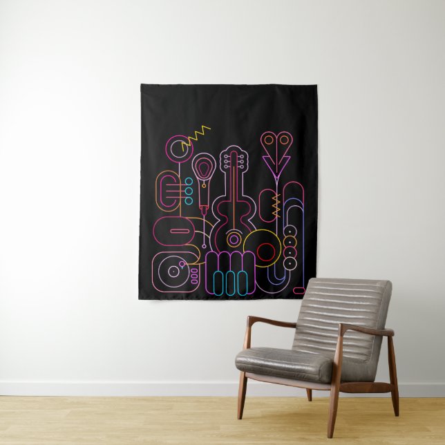 Music Neon Colours Design   Tapestry (In Situ)