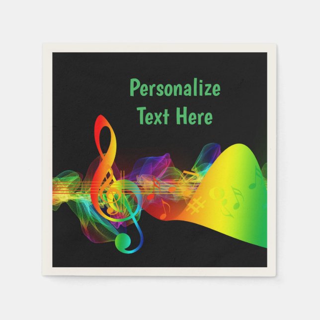 Music Neon Musical Notes Dance Party Personalized Napkin (Front)