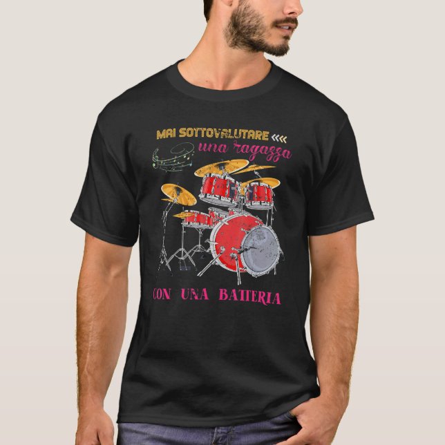 Music Never Underestimate A Girl With Battery T-Shirt (Front)