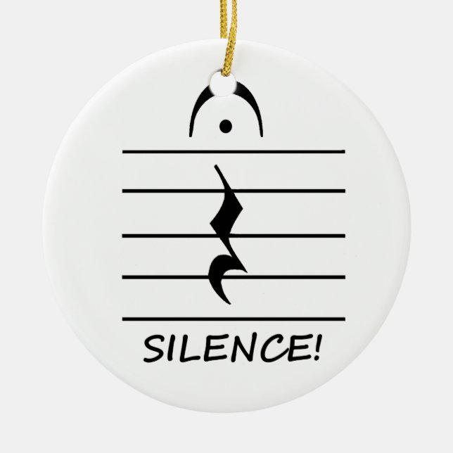 Music Notation Rest with Silence Ceramic Ornament (Front)