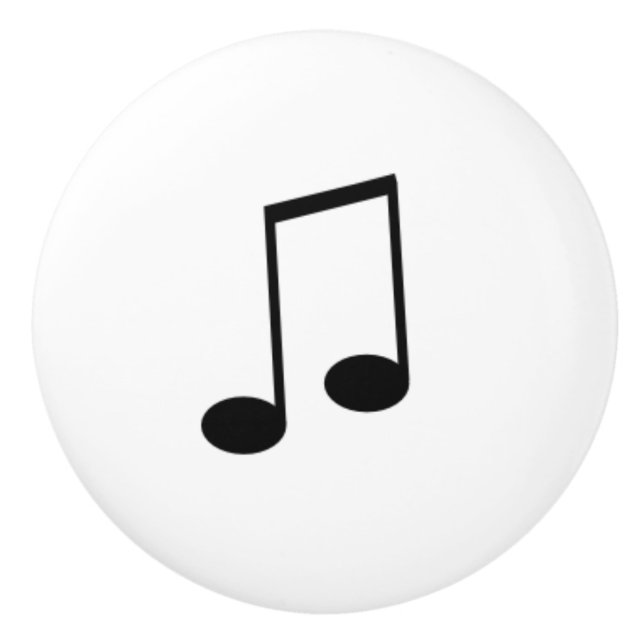 Music notation two eighth notes or quavers ceramic knob (Front)