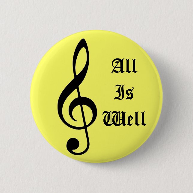 Music Note, AllIsWell 2 Inch Round Button (Front)
