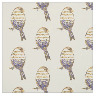 Music Note Bird Cute Animal Music Lover Art Fabric