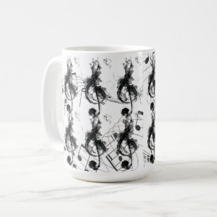 Music Note black and white smoke effect Coffee Mug