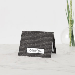 Music Note Blakc and White Pattern  Musician    Thank You Card