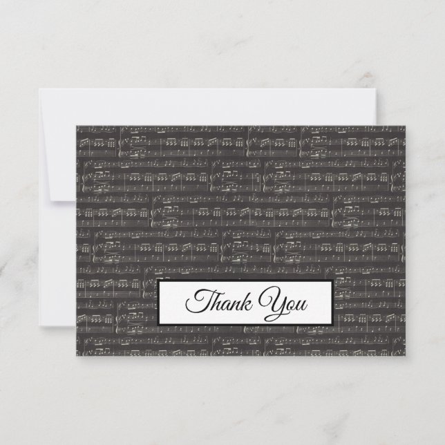 Music Note Blakc and White Pattern  Musician    Thank You Card (Front)