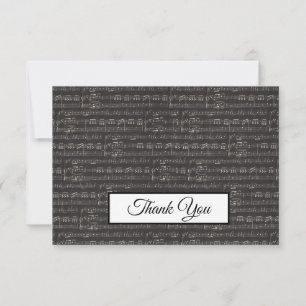 Music Note Blakc and White Pattern  Musician    Thank You Card