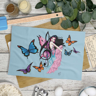 Music Note Butterflies Fairy Kitchen Towel