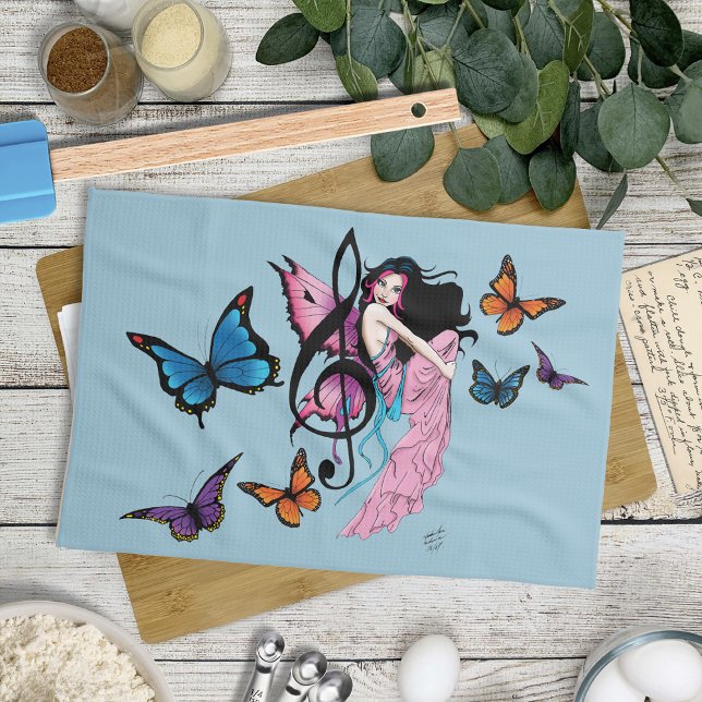 Music Note Butterflies Fairy Kitchen Towel (Creator Uploaded)