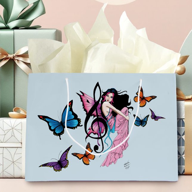 Music Note Butterflies Fairy Large Gift Bag (Creator Uploaded)