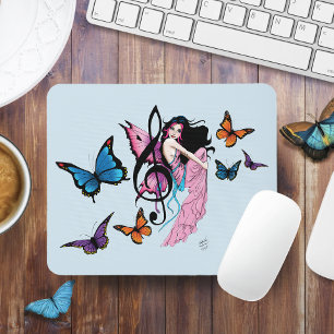 Music Note Butterflies Fairy Mouse Pad