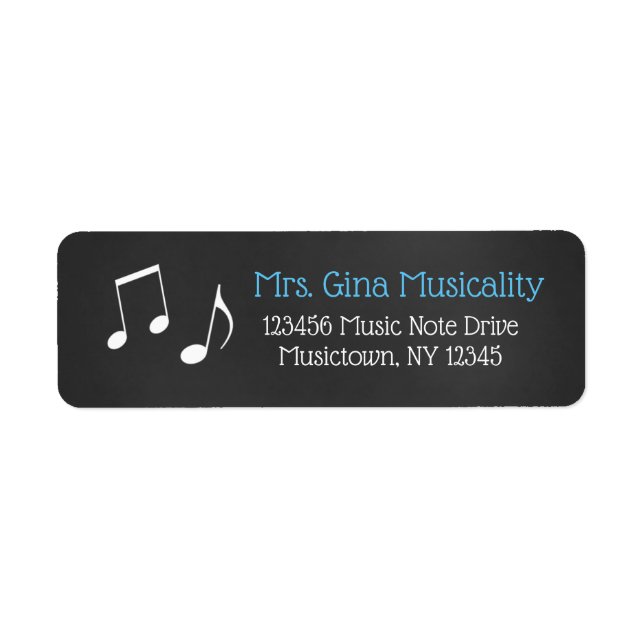 Music Note Chalkboard Custom Address Labels (Front)