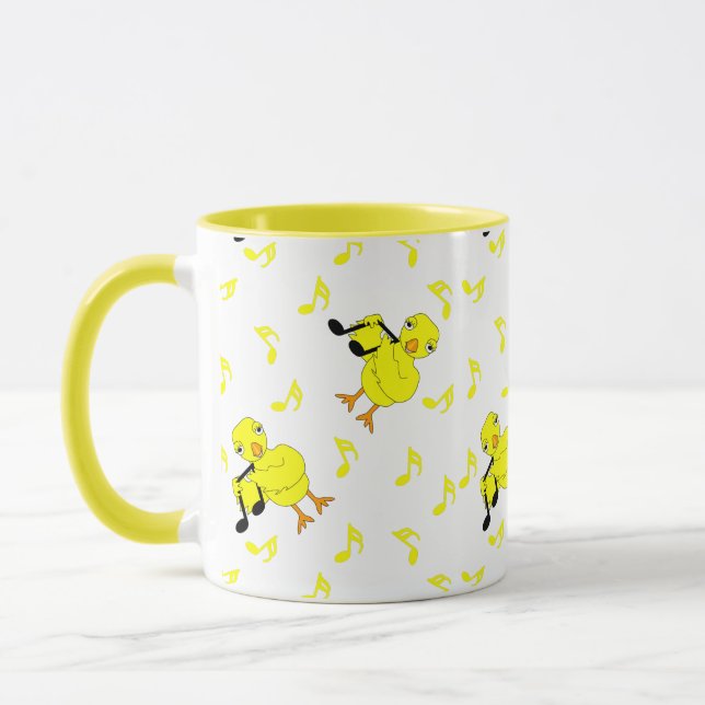 Music Note Chick Pattern Mug (Left)