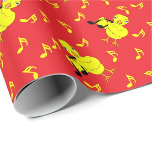 Music Note Chick Pattern Wrapping Paper