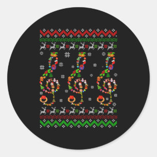 Music Note Christmas Ugly Sweater Musical Teacher Classic Round Sticker