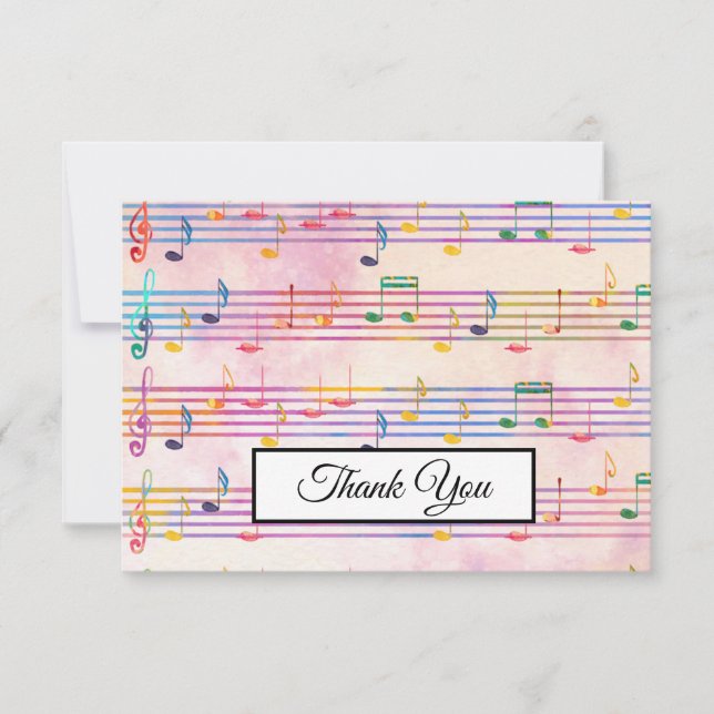 Music Note Colourful Pattern Music Theme Musician  Thank You Card (Front)