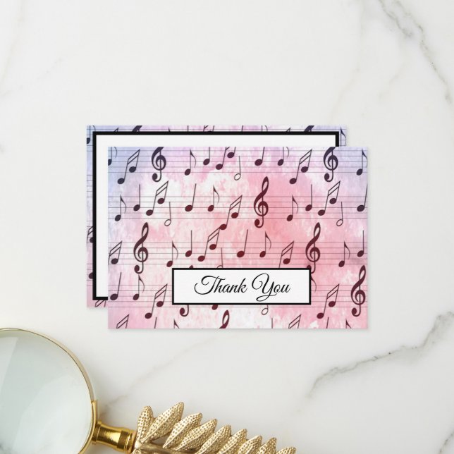 Music Note Colourful Pattern Music Theme Musician  Thank You Card (Front/Back In Situ)