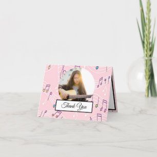 Music Note Colourful Pattern Theme Musician Photo Thank You Card