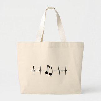 Music Note EKG Heartbeat Large Tote Bag