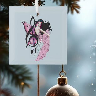 Music Note Fairy Glass Ornament
