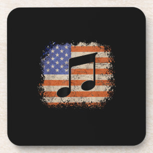 Music note for men gift american flag patriotic fu coaster