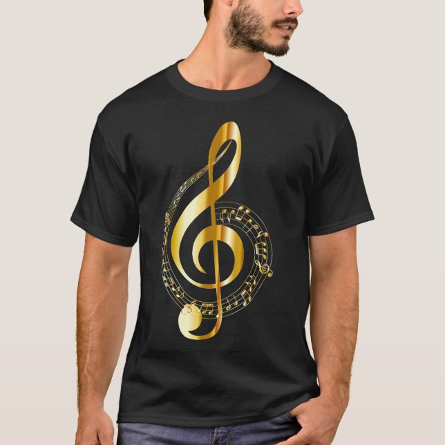 Music Note Gold Treble Clef Symbol T  for T-Shirt (Front)