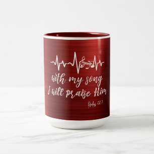 Music Note Heartbeat with Psalms Scripture Two-Tone Coffee Mug