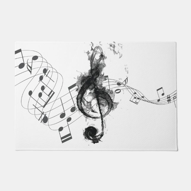 Music Note Luxury black and white Doormat (Front)