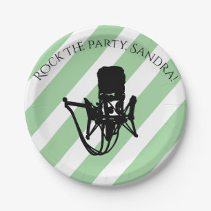 Music Note Luxury black and white Personalize Paper Plate