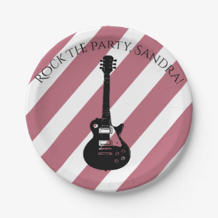 Music Note Luxury black and white Personalize Paper Plate