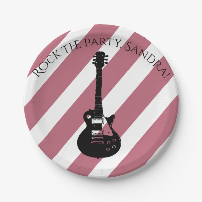 Music Note Luxury black and white Personalize Paper Plate (Front)