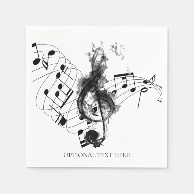 Music Note Luxury black and white Personalized Napkin (Front)