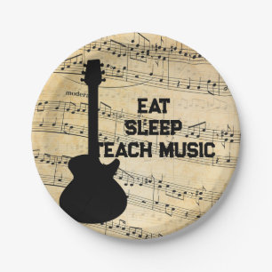 Music Note Luxury black and white Personalized Paper Plate