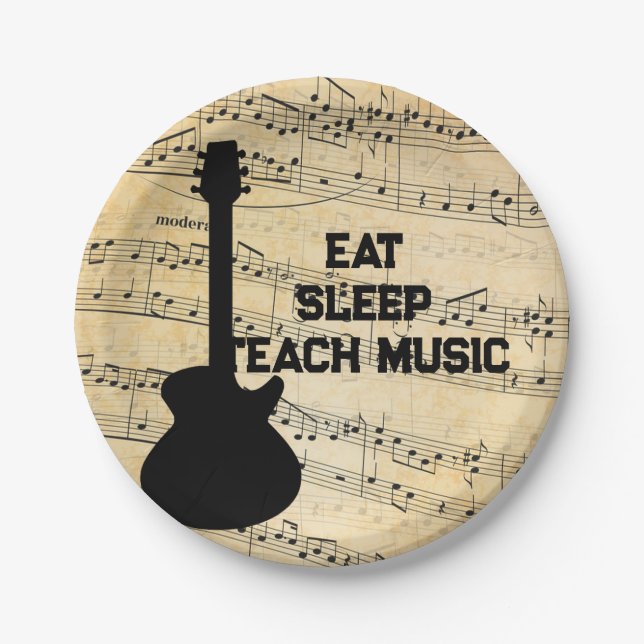 Music Note Luxury black and white Personalized Paper Plate (Front)