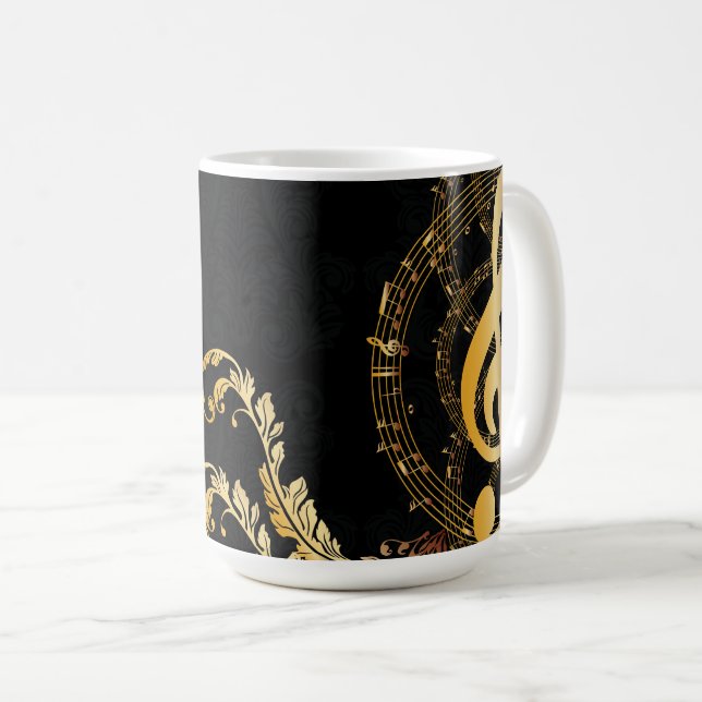 Music Note Luxury gold grey design Coffee Mug (Front Right)
