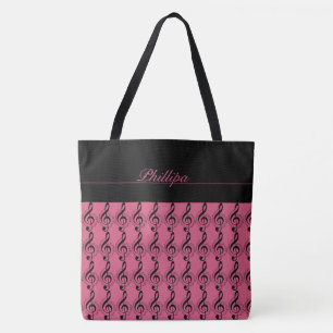 Music Note Monogrammed Tote Bag