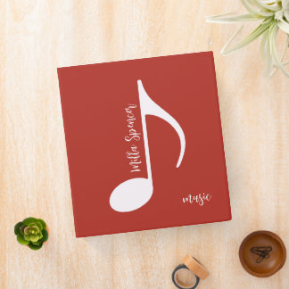 Music Note, Music-Lessons Brick-Red  Binder