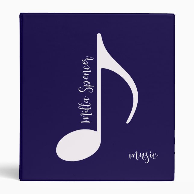 Music Note, Music-Lessons dark blue Binder (Front)