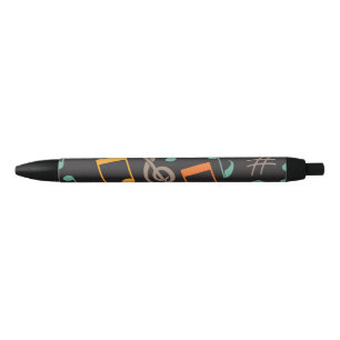 Music note pattern black ink pen