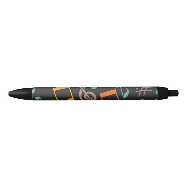 Music note pattern black ink pen (Front)