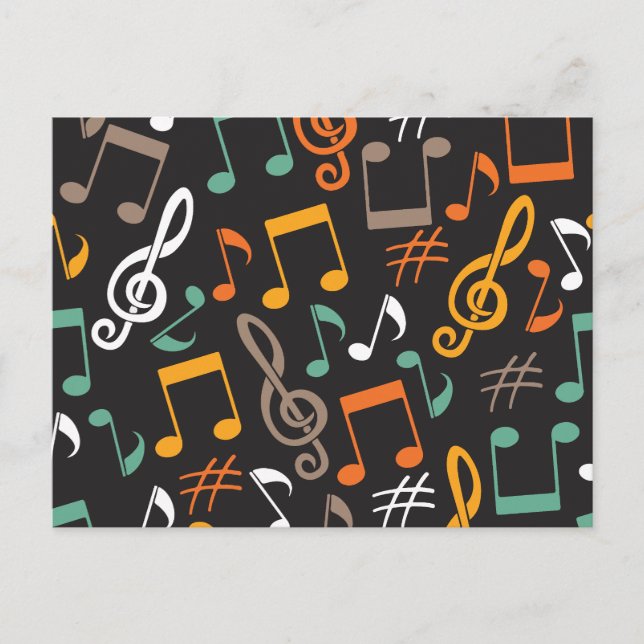 Music note pattern holiday postcard (Front)