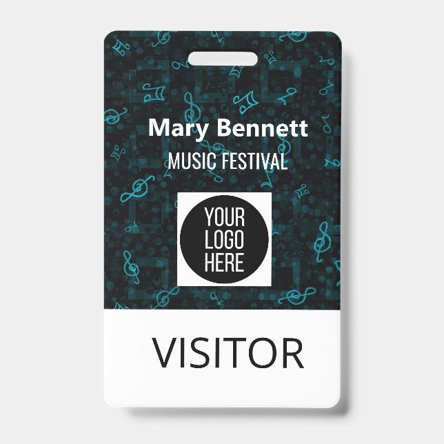 Music Note Pattern Lanyard | Event Badge Holder |  (Face)