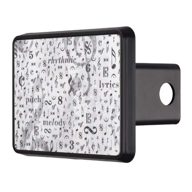 Music Note Pattern Music Theme Ceramic Tile Trailer Hitch Cover (Left)